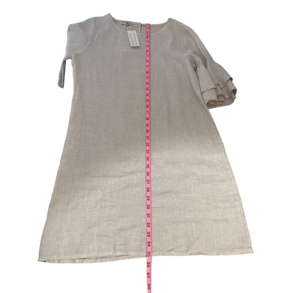 Francesca Bettini 100% Italian Linen Double Layer Bell sleeve Dress Medium NWT - Picture 11 of 12
